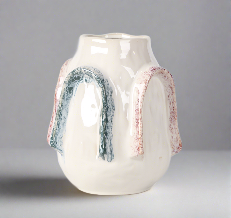 handmade two-colour rainbow ceramic vase